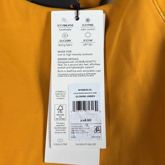 NWT Calia Inspire High Neck Tank Glowing Umber - Picture 6 of 12